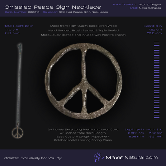 Chiseled Peace Sign Necklace Gun Metal (000015)