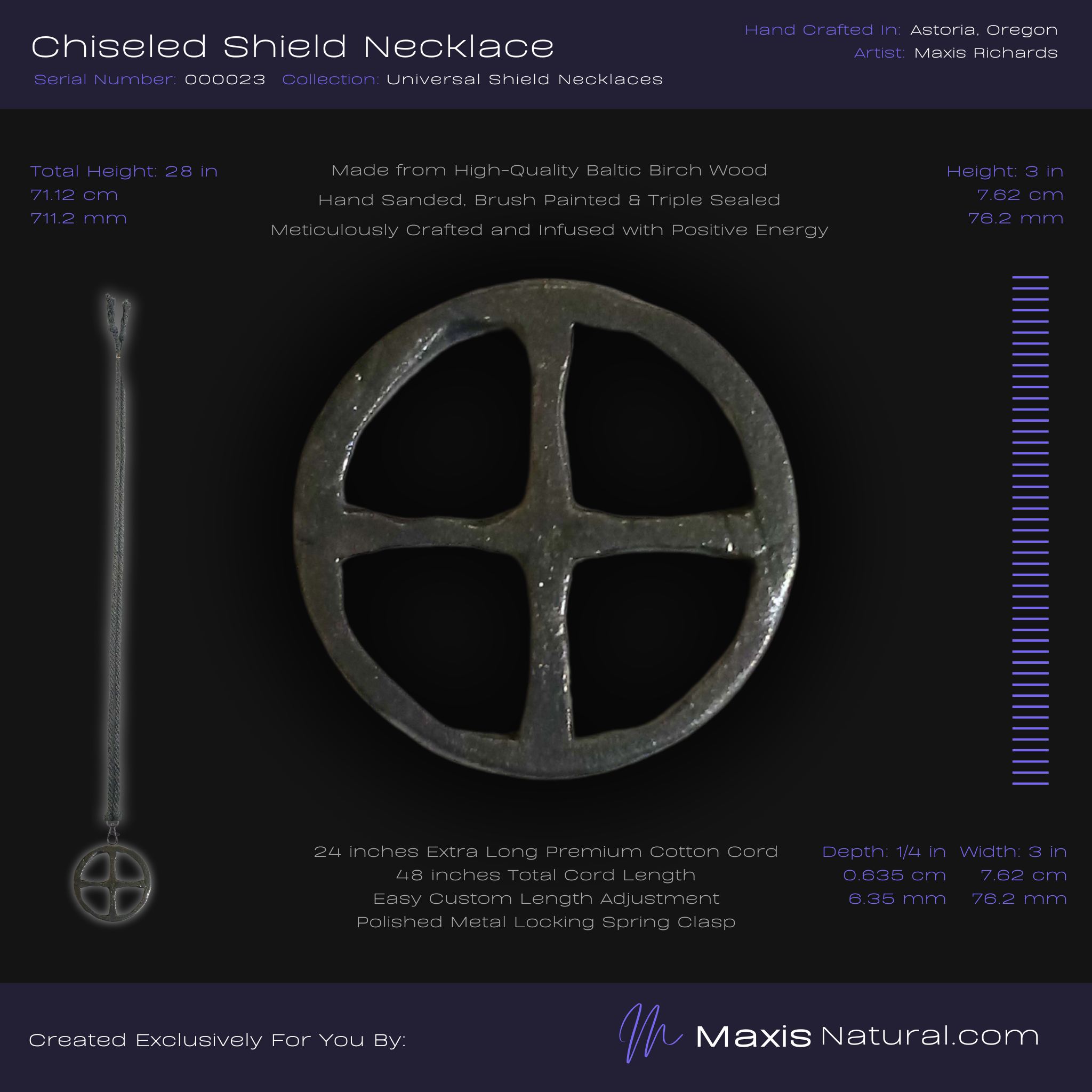 Chiseled Universal Shield Necklace Dark Slate (000023)