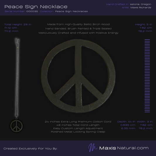 Universal Peace Sign Necklace Dark Gray (000035)