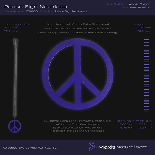 Universal Peace Sign Necklace Purple Iris (000050)