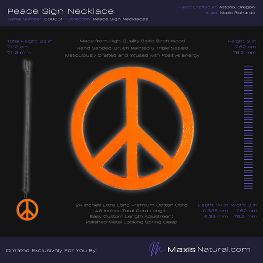 Universal Peace Sign Necklace Orange (000051)