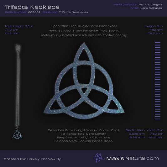 Trifecta, Trinity Knot, Triquetra, Necklace Blue (000062)