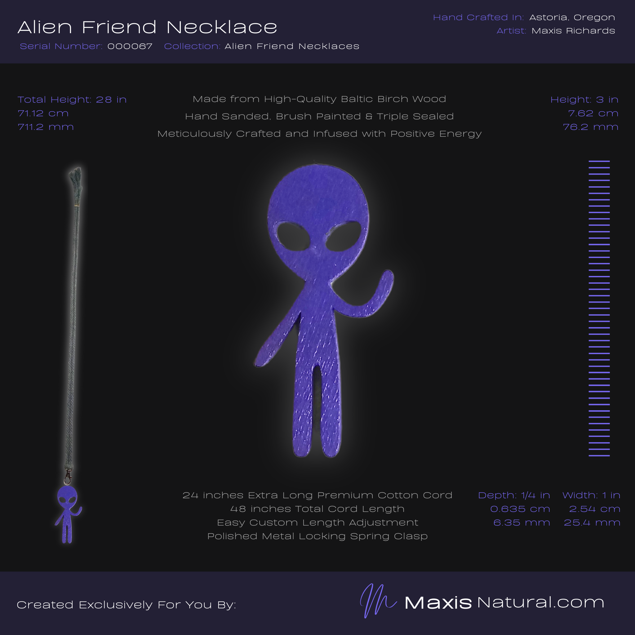 Friendly Alien Necklace Purple (000067)