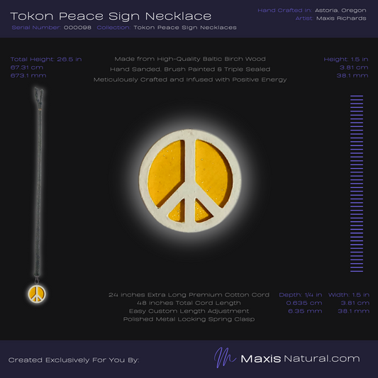 Tokon Peace Sign Necklace - Yellow (000098)