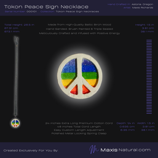 Tokon Peace Sign Necklace Rainbow (000101)