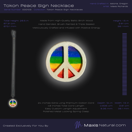 Tokon Peace Sign Necklace Rainbow (000103)