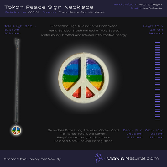 Tokon Peace Sign Necklace Rainbow (000104)