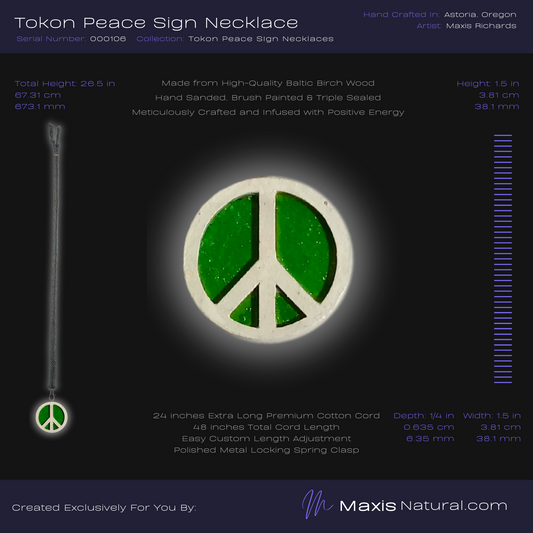 Tokon Peace Sign Necklace Green (000106)