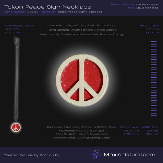 Tokon Peace Sign Necklace Red (000107)