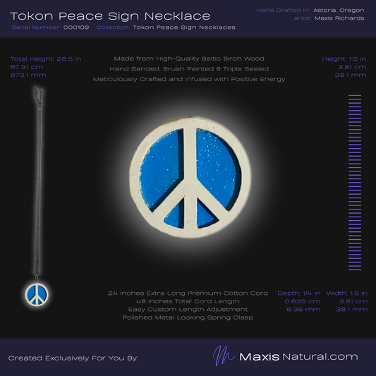 Tokon Peace Sign Necklace Blue (000109)