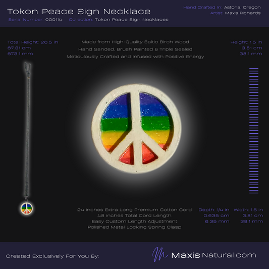 Tokon Peace Sign Necklace Rainbow (000114)