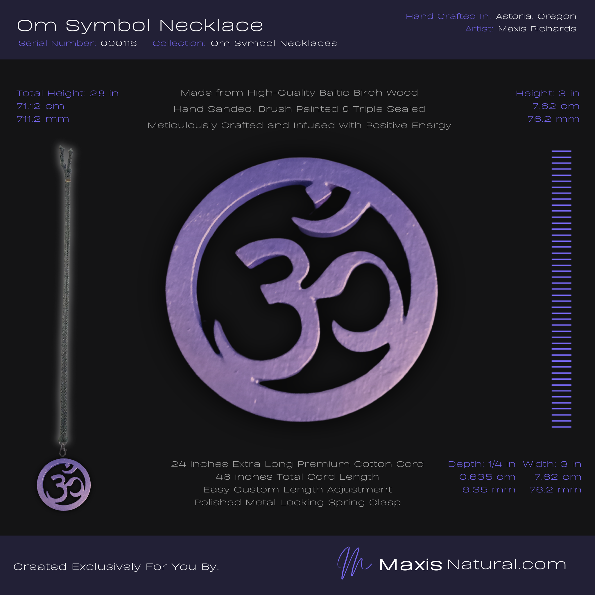 Om ॐ Symbol Necklace Purple Flash (000116)