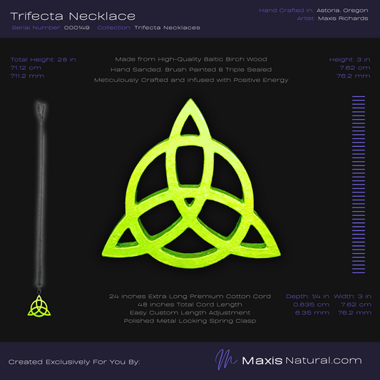 Trifecta, Trinity Knot, Triquetra, Necklace Green Flash (000149)