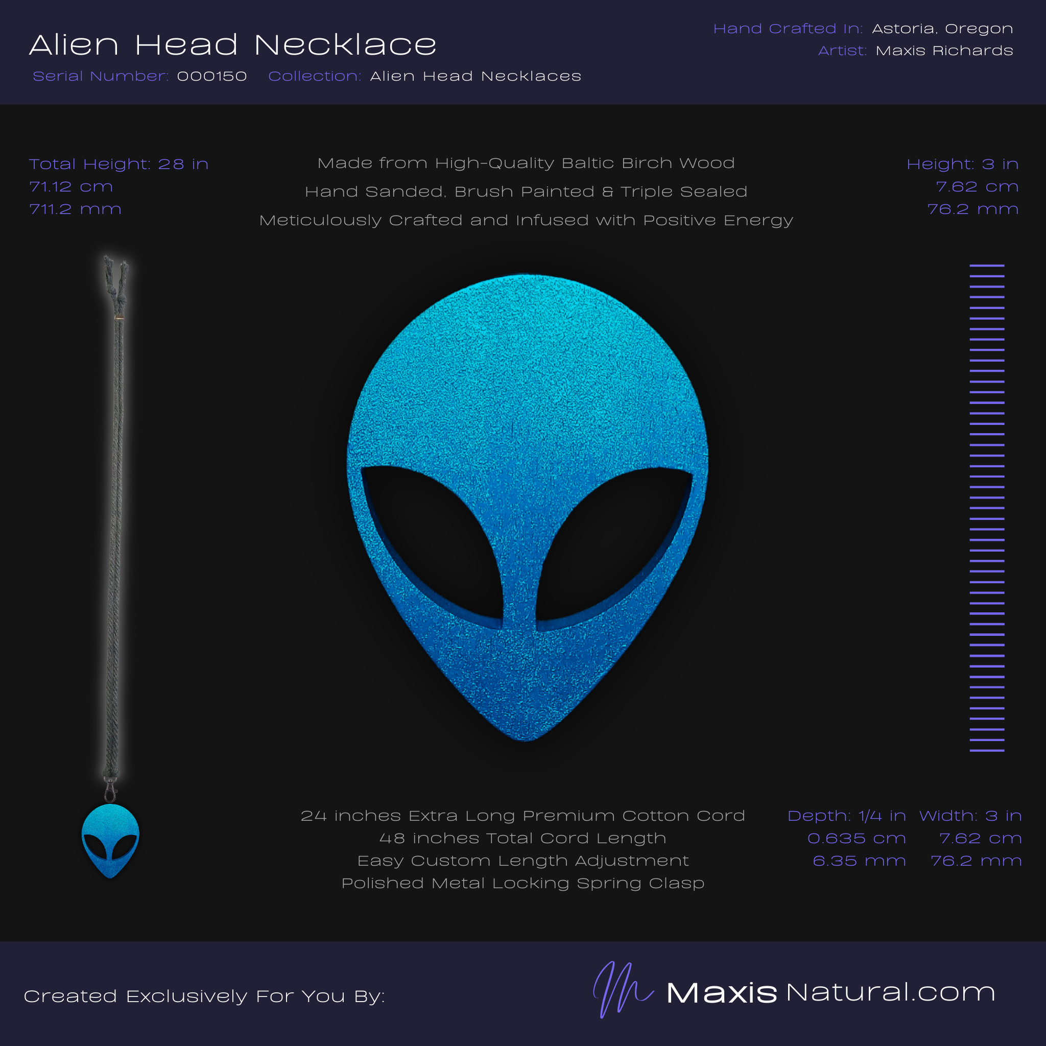 Alien Head Necklace Blue (000150)