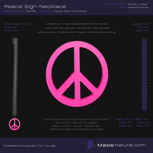 Universal Peace Sign Necklace Pink (000152)