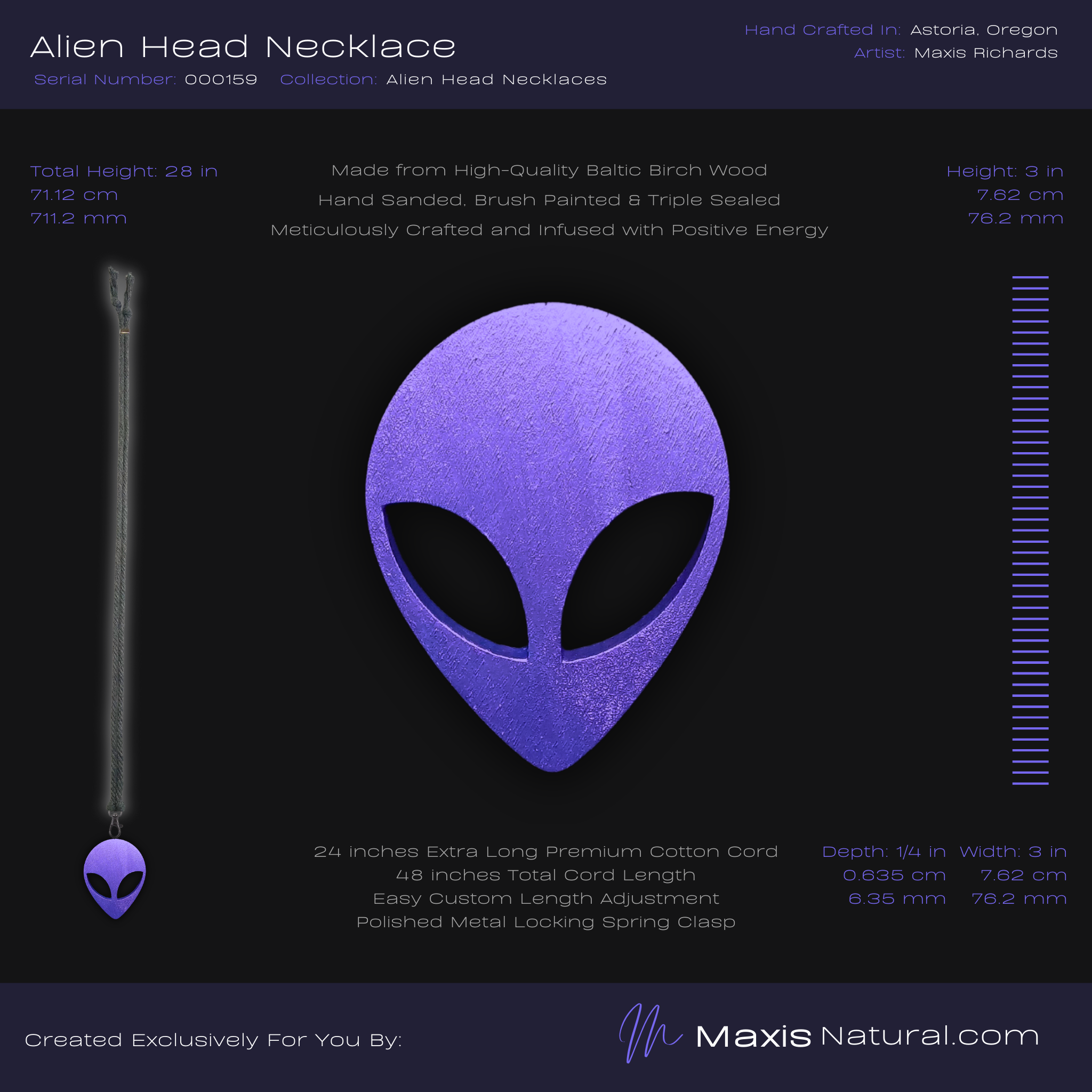 Alien Head Necklace Purple (000159)