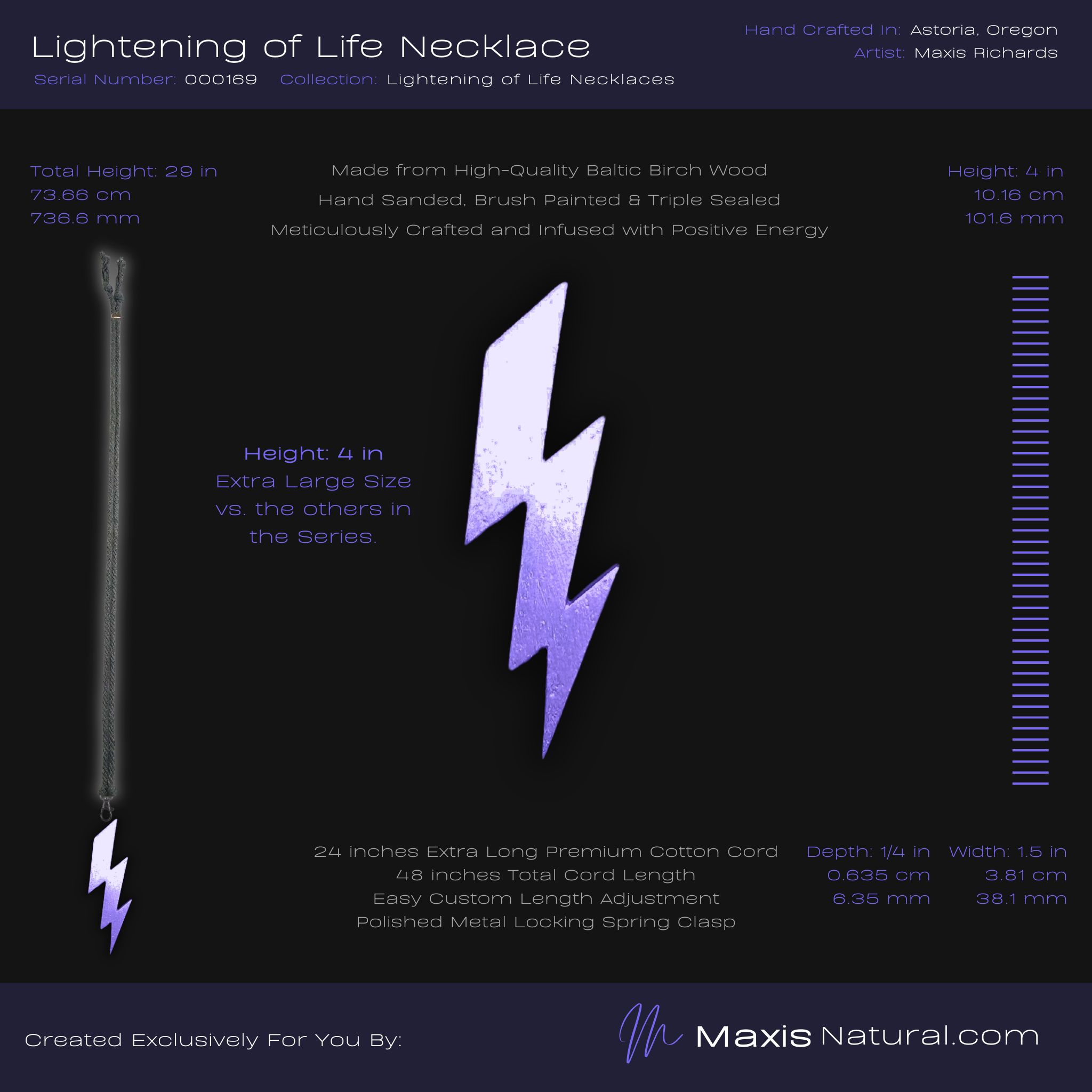 Lightening Bolt Necklace Purple Flash (000169)