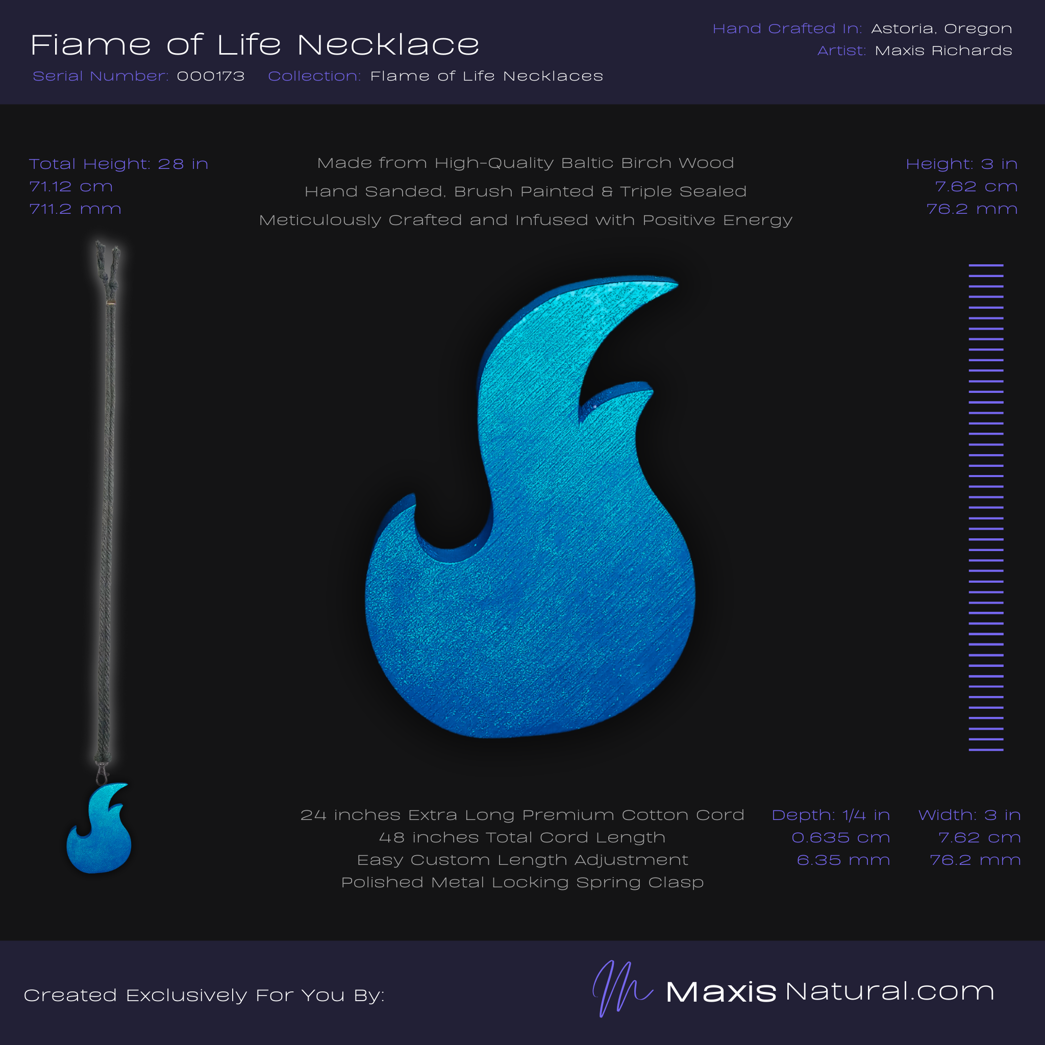 Flame of Life Necklace Blue (000173)