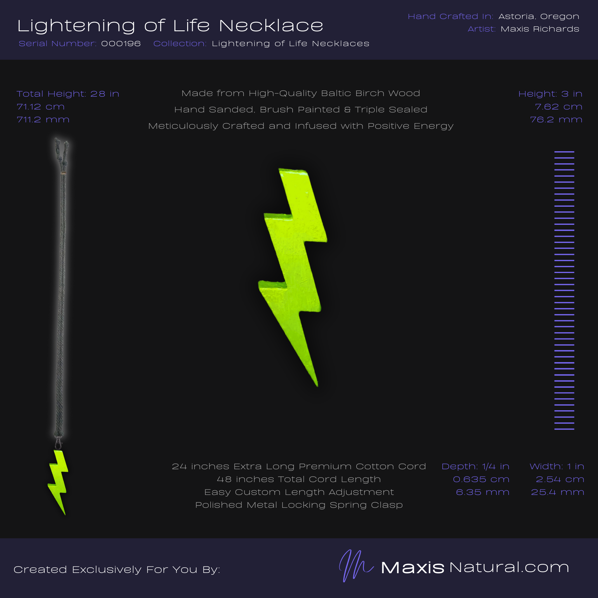 Lightening Bolt Necklace Green Flash (000196)