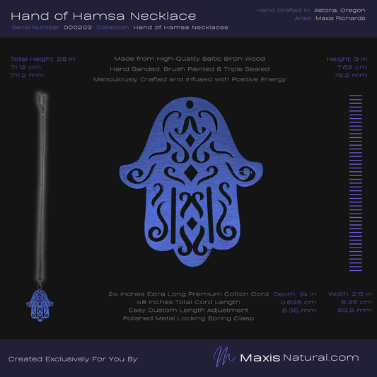 Hand of Hamsa Necklace Blue (000203)