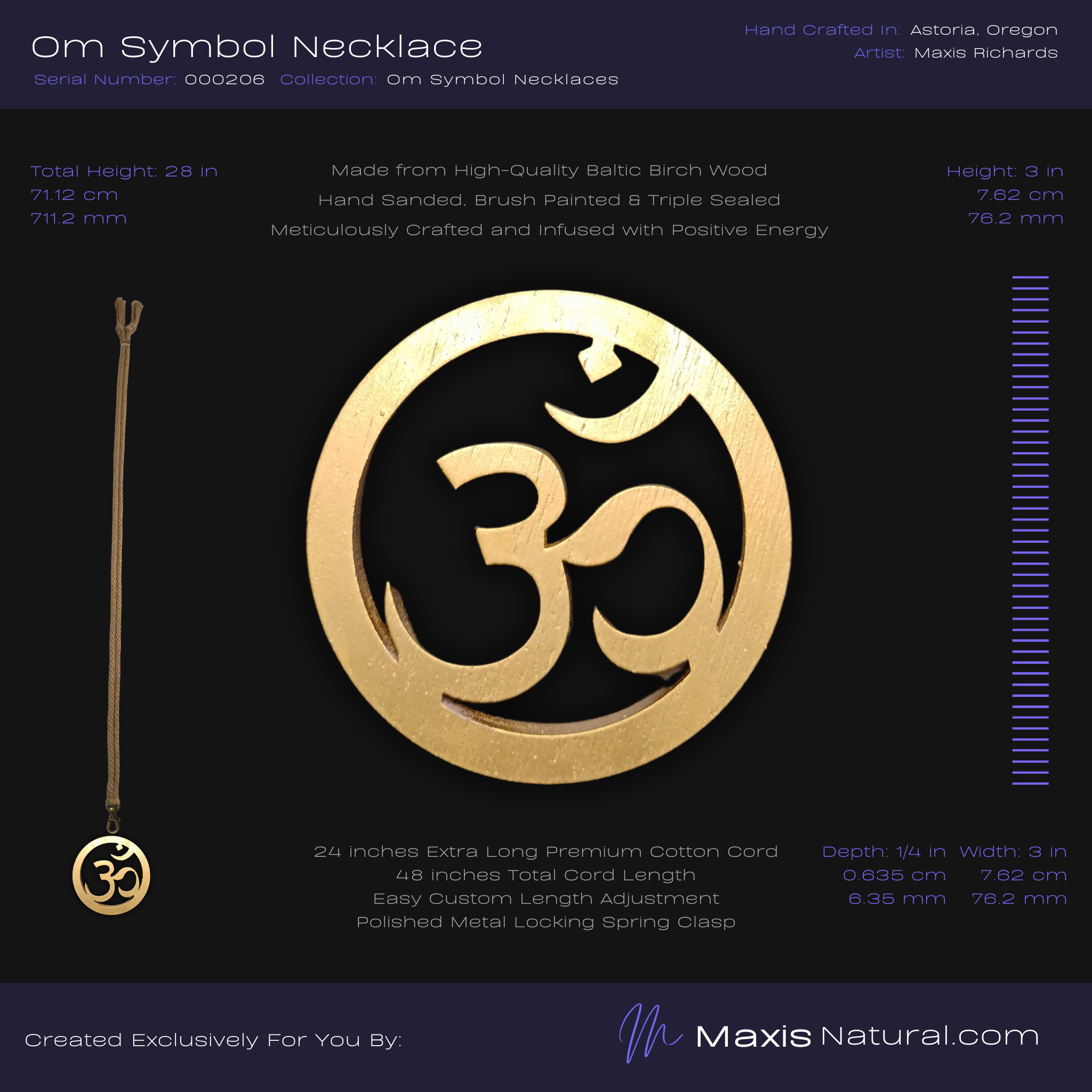 Om ॐ Symbol Necklace Gold (000206)