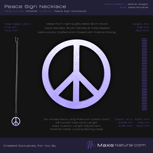 Universal Peace Sign Necklace Purple (000209)