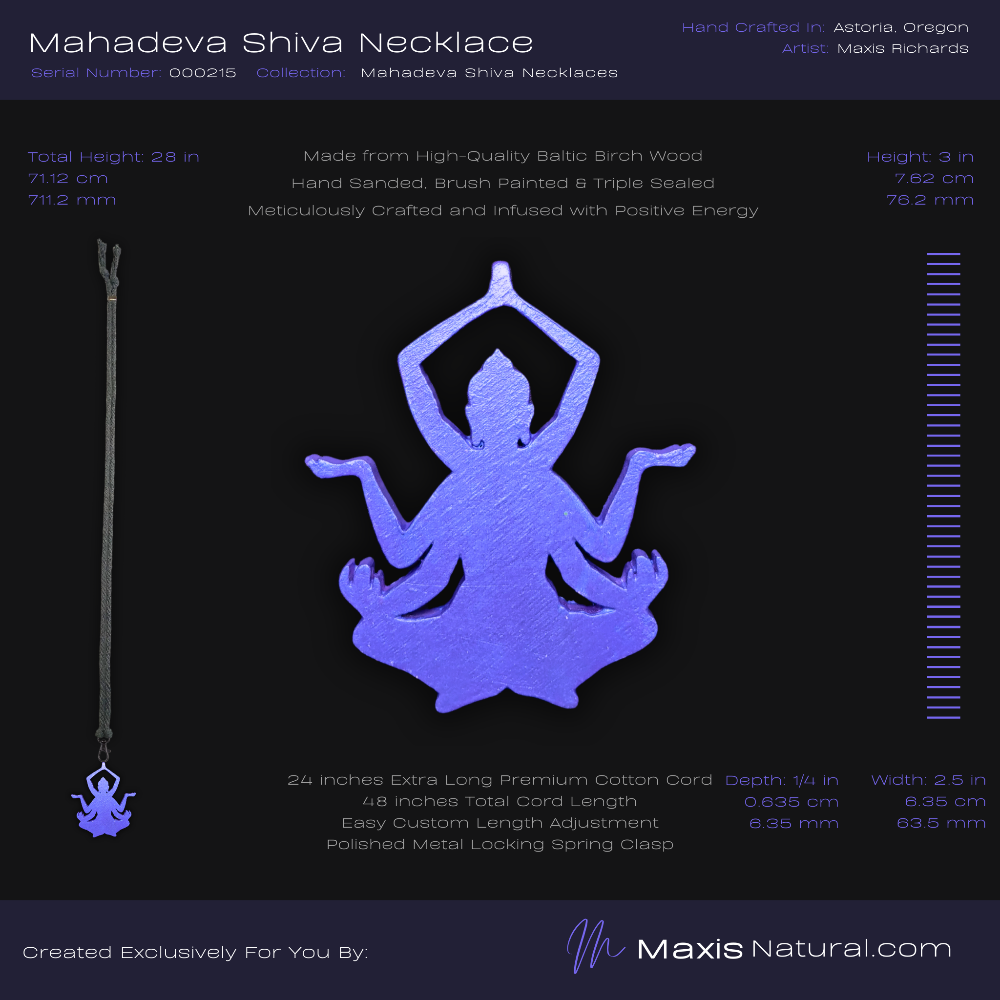 Mahadeva Shiva Necklace Purple Flash (000215)