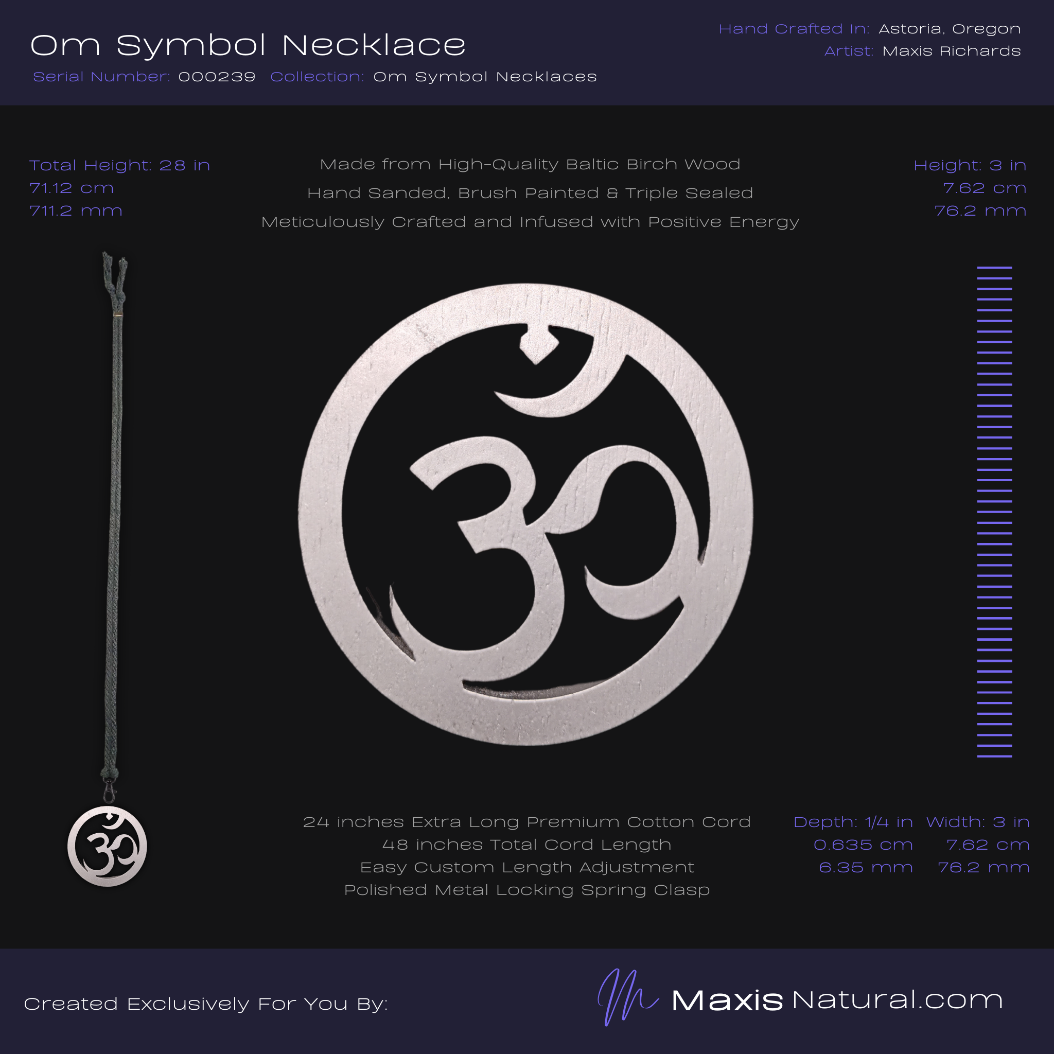 Om ॐ Symbol Necklace Silver (000239)