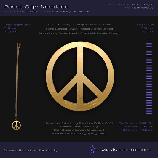 Universal Peace Sign Necklace Gold (000244)