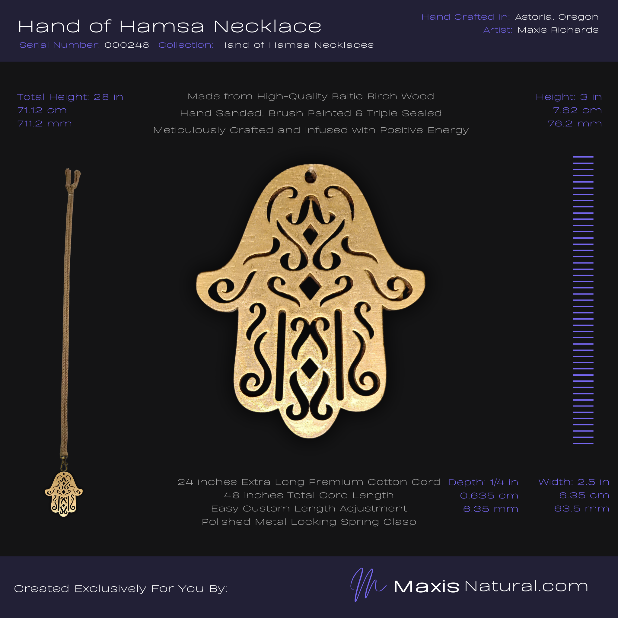 Hand of Hamsa Necklace Gold (000248)