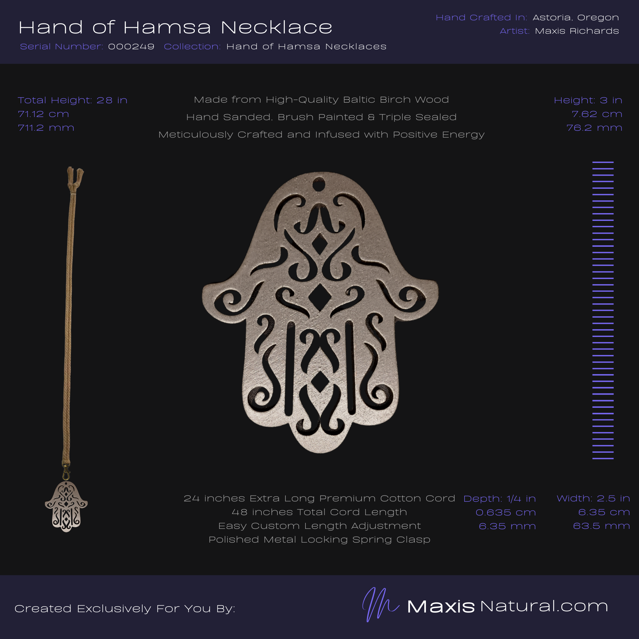 Hand of Hamsa Necklace Bronze (000249)