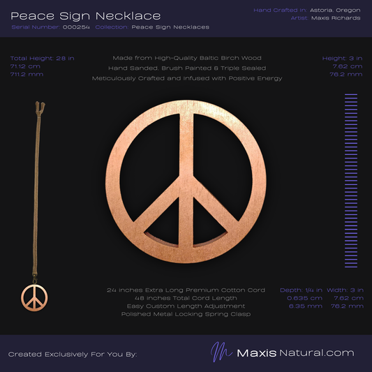 Universal Peace Sign Necklace Copper (000254)