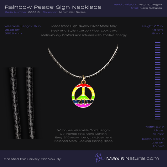 Rainbow Peace Sign Necklace (000313)