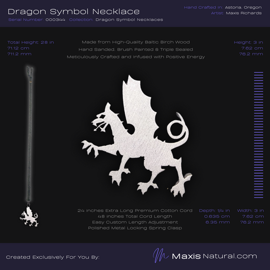 Dragon Symbol Necklace Sterling Silver (000344)