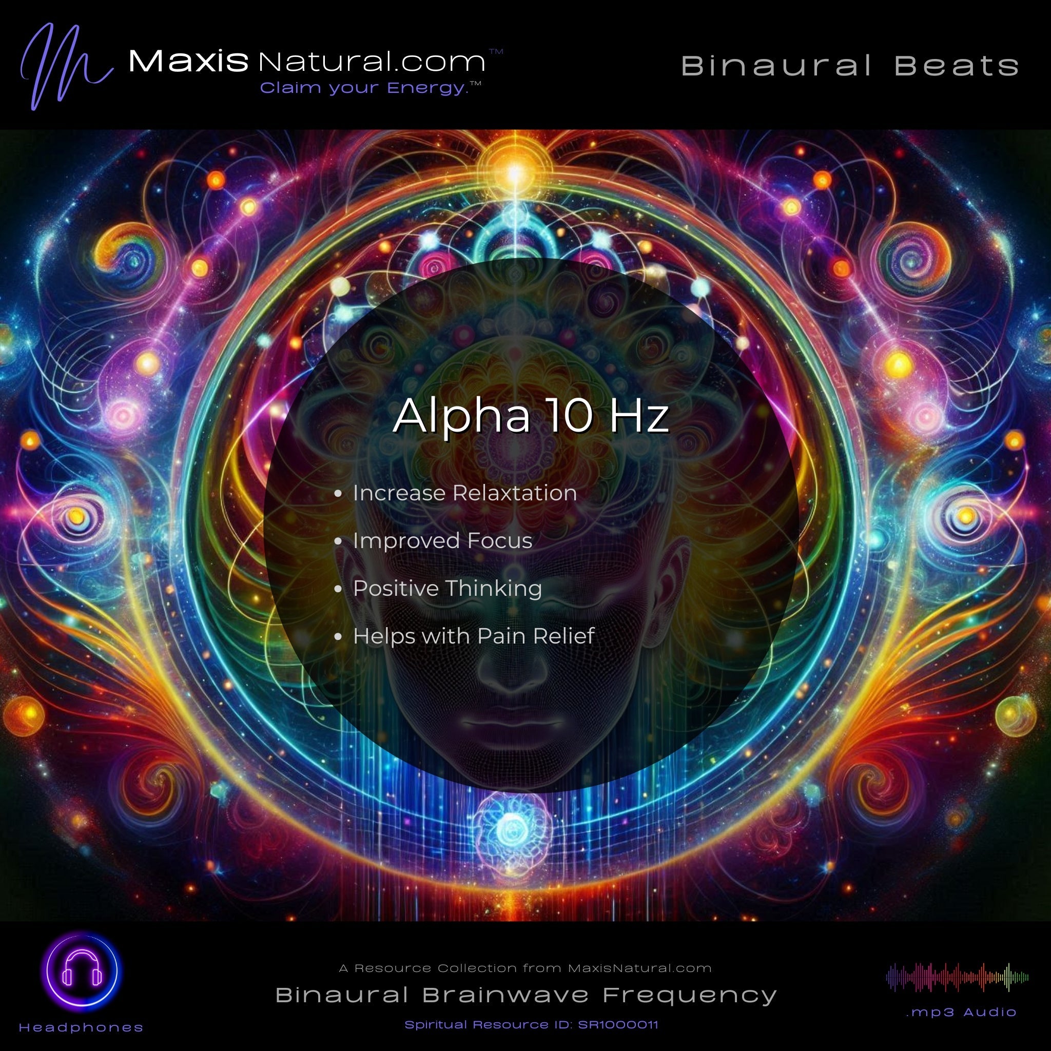 Alpha 10 Hz Binaral Beats Increase Relaxtation Improved Focus Positive Thinking Pain Relief (SR1000011)