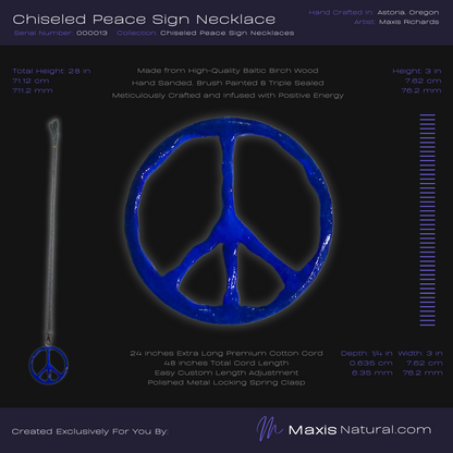 Chiseled Peace Sign Necklace Blue (000013)