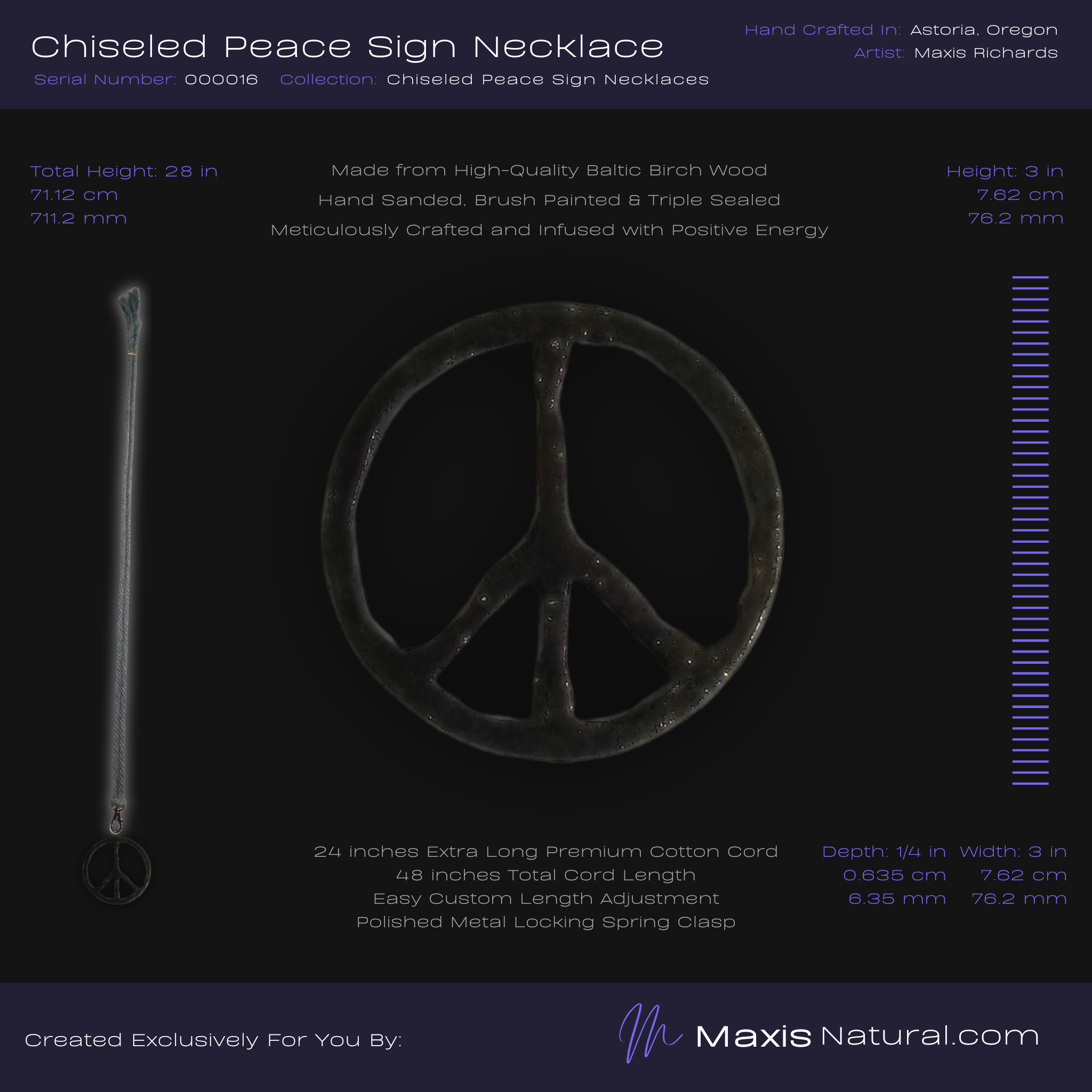 Chiseled Peace Sign Necklaces