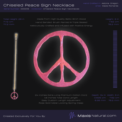 Chiseled Peace Sign Necklace Pink Flash (000018)