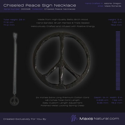 Chiseled Peace Sign Necklace Dark Slate (000026)