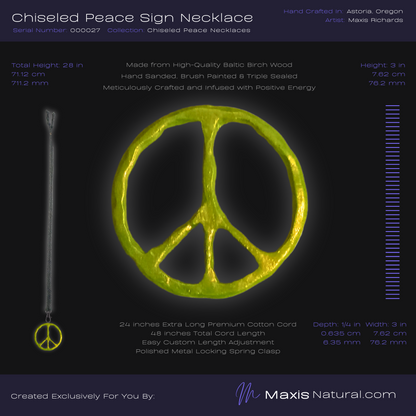 Chiseled Peace Sign Necklace Green Flash (000027)