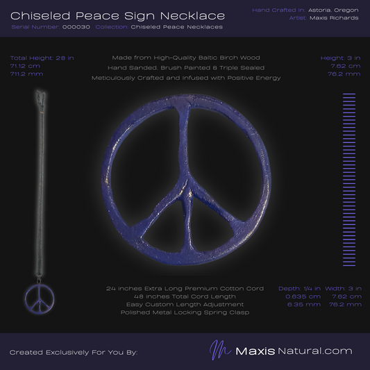 Chiseled Peace Sign Necklace Purple (000030)