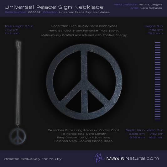 Universal Peace Sign Necklace Midnight Blue (000032)