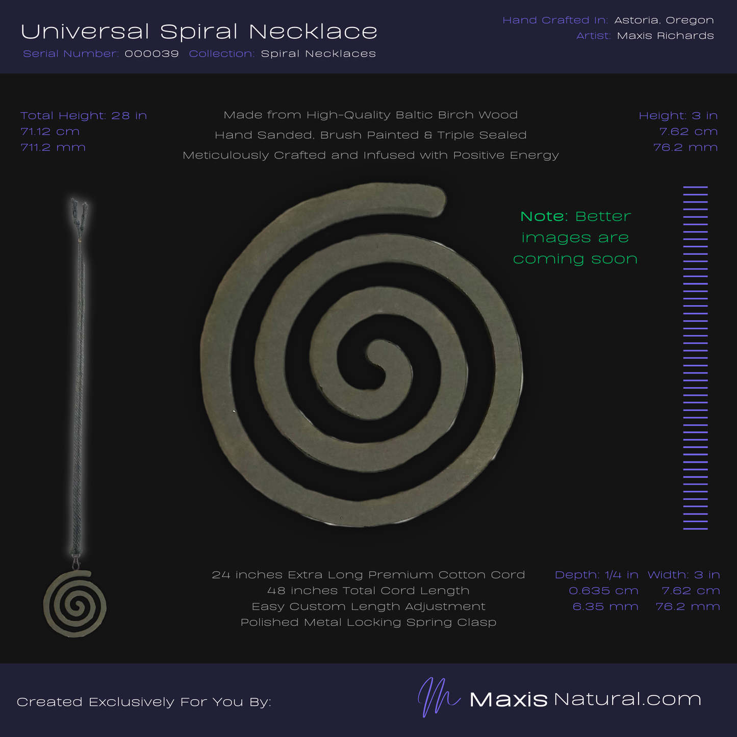 Universal Spiral Necklace Slate Gray (000039)