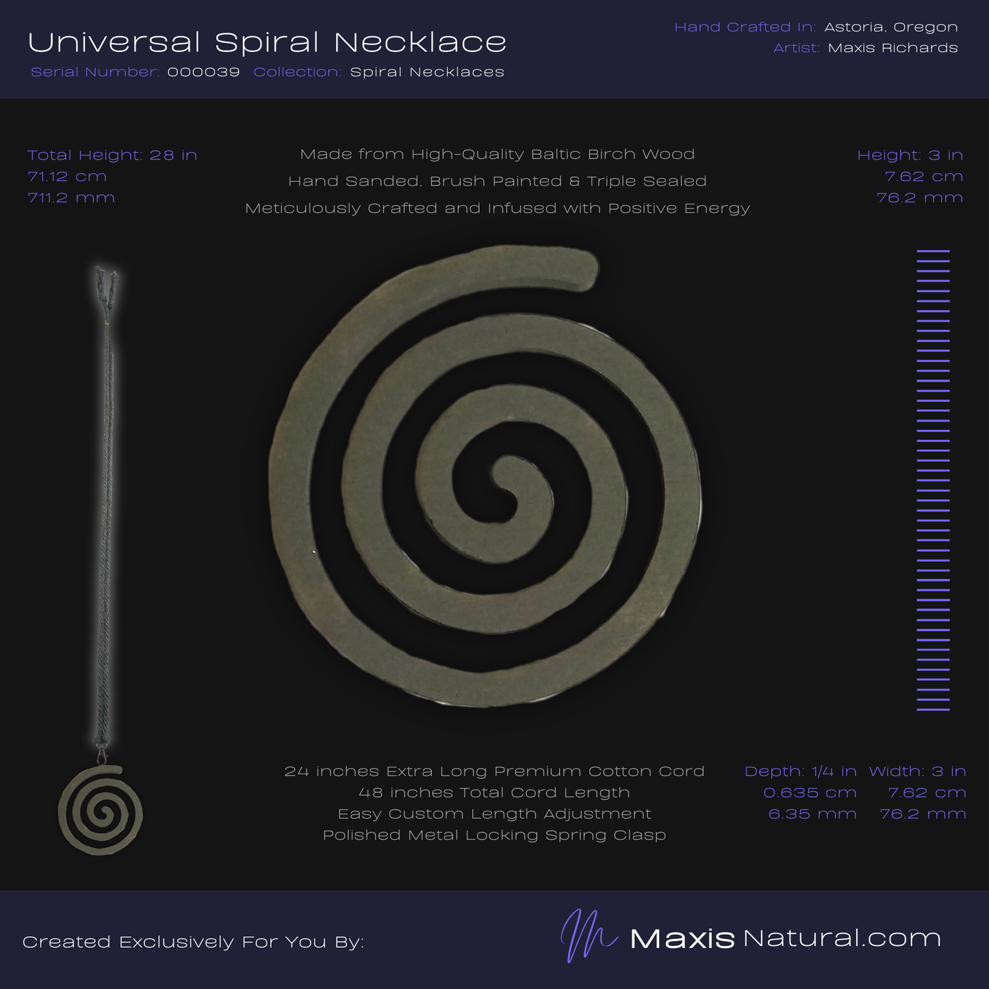 Universal Spiral Necklace Slate Gray (000039)