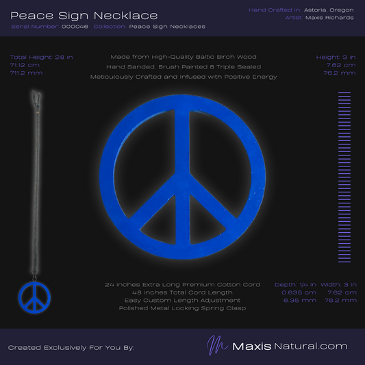 Universal Peace Sign Necklace Blue (000046)