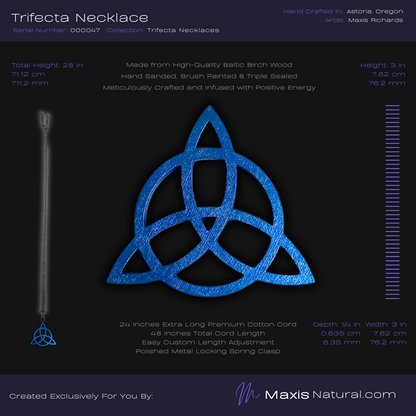 Trifecta, Trinity Knot, Triquetra, Necklace Blue (000047)