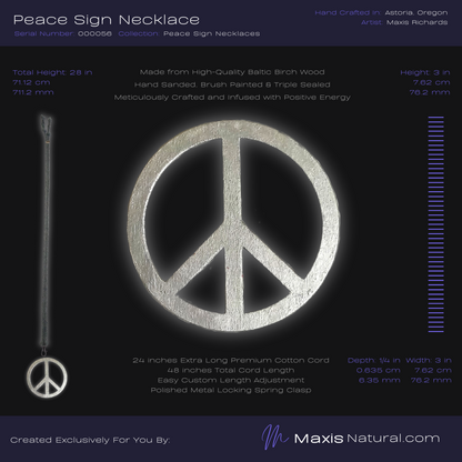 Universal Peace Sign Necklace Silver Steel (000056)