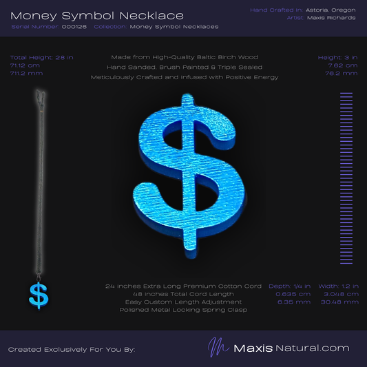 Money Symbol Necklace Blue Steel (000126)