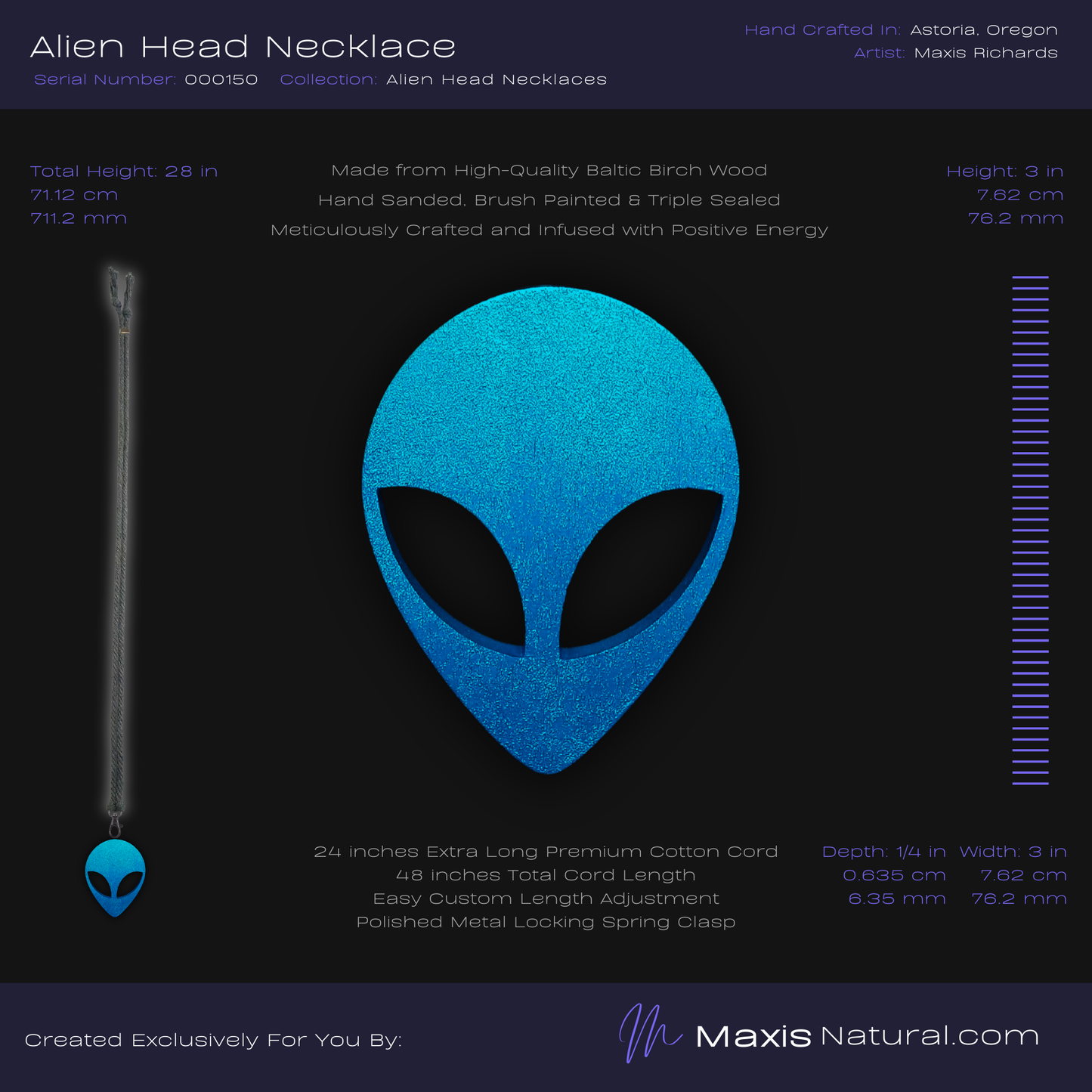 Alien Head Necklace Blue (000150)