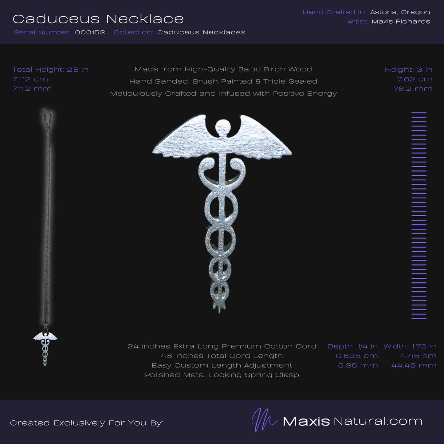 Caduceus Necklace Silver (000153)